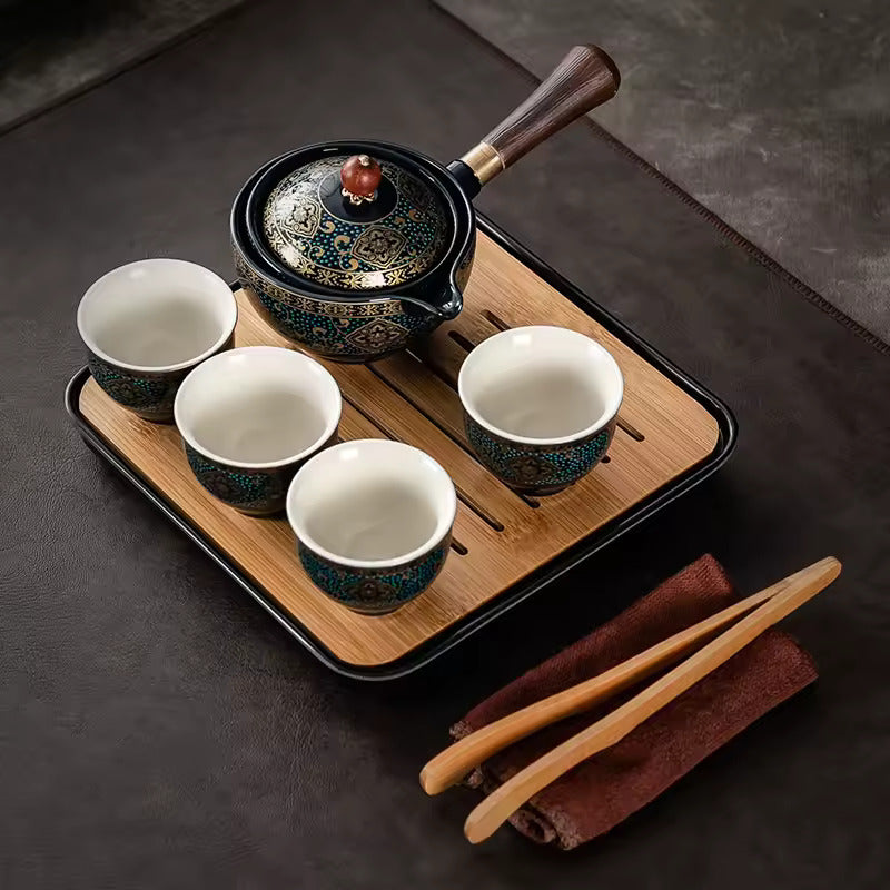 Gravity Balance Creative Rotating Elegant Tea Brewing Side Handle Pot Simple Anti-scalding Hand Free Teapot Tea Set Tea Maker