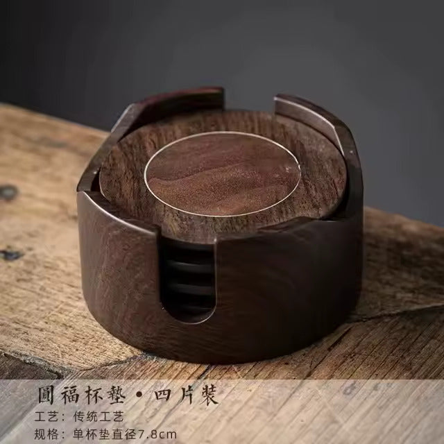 Simple whole solid wood tea tray ebony small tea table household dry foam tray simple tray Japanese practical pot bearing