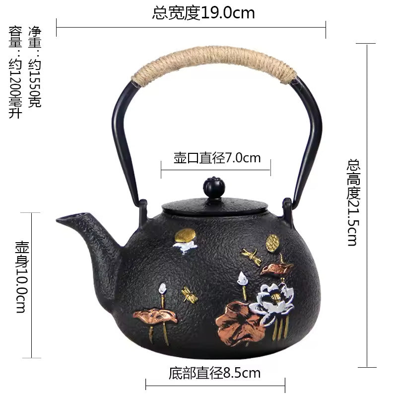 Japanese Style Handmade Iron Kettle Cast Iron Tea Kettle for Boiling Water and Making Tea Home Kung Fu Tea Accessories