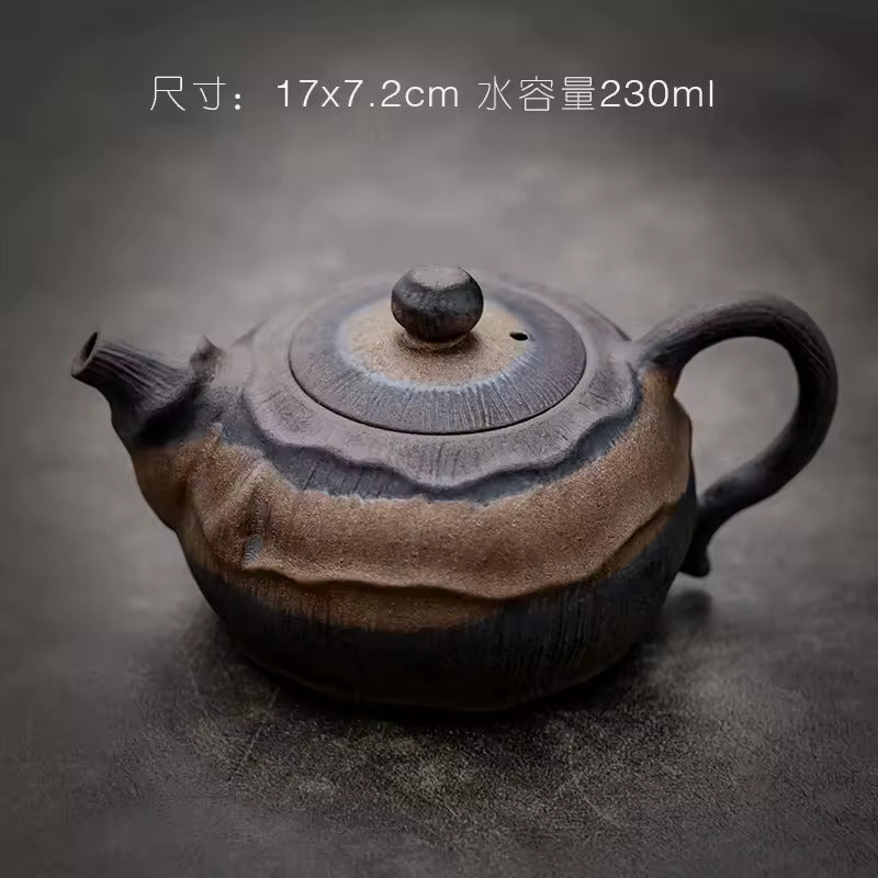Japanese-style Rough Pottery Kung Fu Tea Set Home Ceramic Tea Tray Water Storage Tea Table Retro Teapot Tea Cup