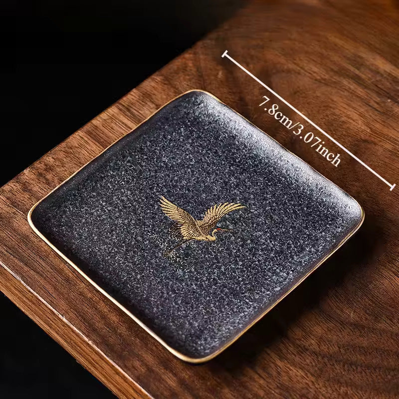 Creative Ceramic Tea Cup Mat Gold Anti Slip Tea Table Insulated Cup Holder Kung Fu Tea Ceremony Accessories