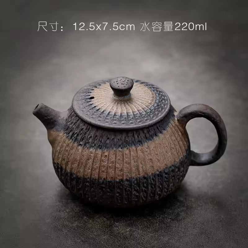 Japanese-style Rough Pottery Kung Fu Tea Set Home Ceramic Tea Tray Water Storage Tea Table Retro Teapot Tea Cup