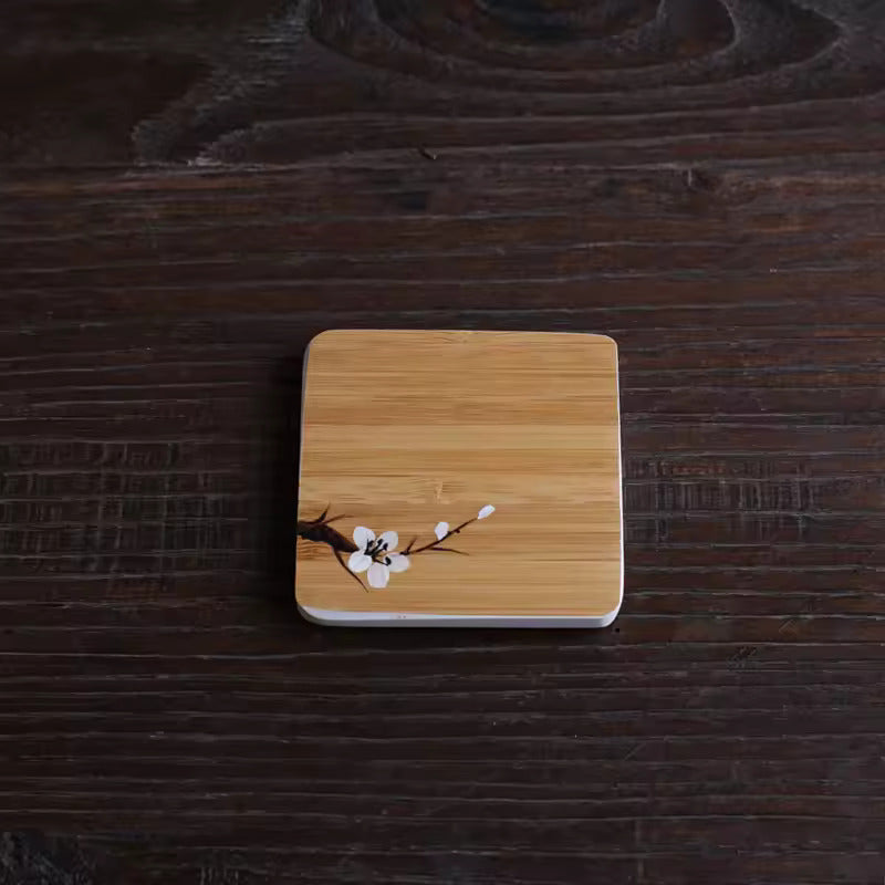 Hand painted dry brewed bamboo tea tray simple small tea tray tea table tea set accessories office and household tea tray