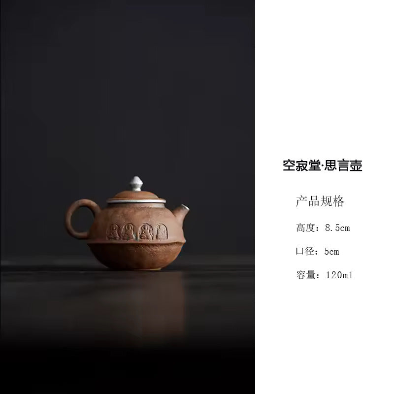 Old Rock Clay Hand Made Teapot Kung Fu Tea Set Retro Coarse Pottery Teapot Chinese Style Zen Tea Infuser Single Pot
