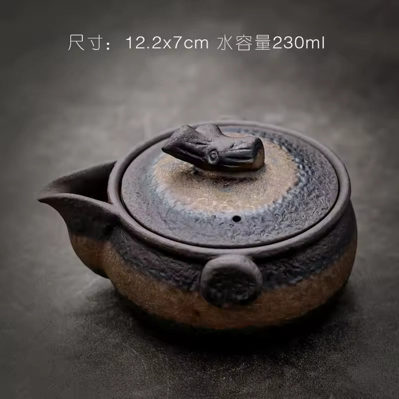Japanese-style Rough Pottery Kung Fu Tea Set Home Ceramic Tea Tray Water Storage Tea Table Retro Teapot Tea Cup