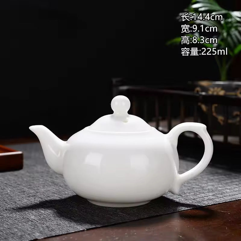 Sheep Fat Jade Teapot White Porcelain Single Pot Kung Fu Tea Set Household Simple Pure Handmade Xishi Pot Ceramic Tea Maker