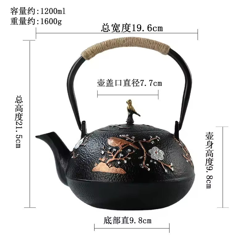 Japanese Style Handmade Iron Kettle Cast Iron Tea Kettle for Boiling Water and Making Tea Home Kung Fu Tea Accessories