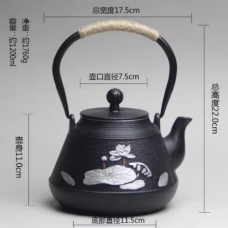 Japanese Style Handmade Iron Kettle Cast Iron Tea Kettle for Boiling Water and Making Tea Home Kung Fu Tea Accessories