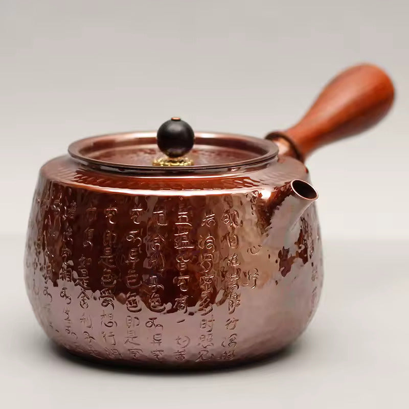 Handmade Purple Copper Side Handle Teapot Gongfu Tea Set Boiling Kettle Copper Teapot for Brewing Tea