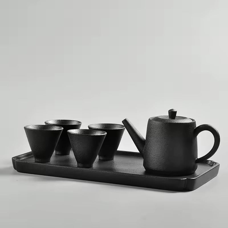 Japanese Travel Tea Set Simple Household Ceramic Tea Set with Dry Foam Tray Gift Box Packaging