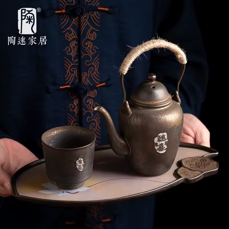 Kiln Transformation Ceramic Pot Bearing Hand-painted Dry Tea Tray Water Storage Small Tea Tray Zen Kung Fu Tea Set Accessories