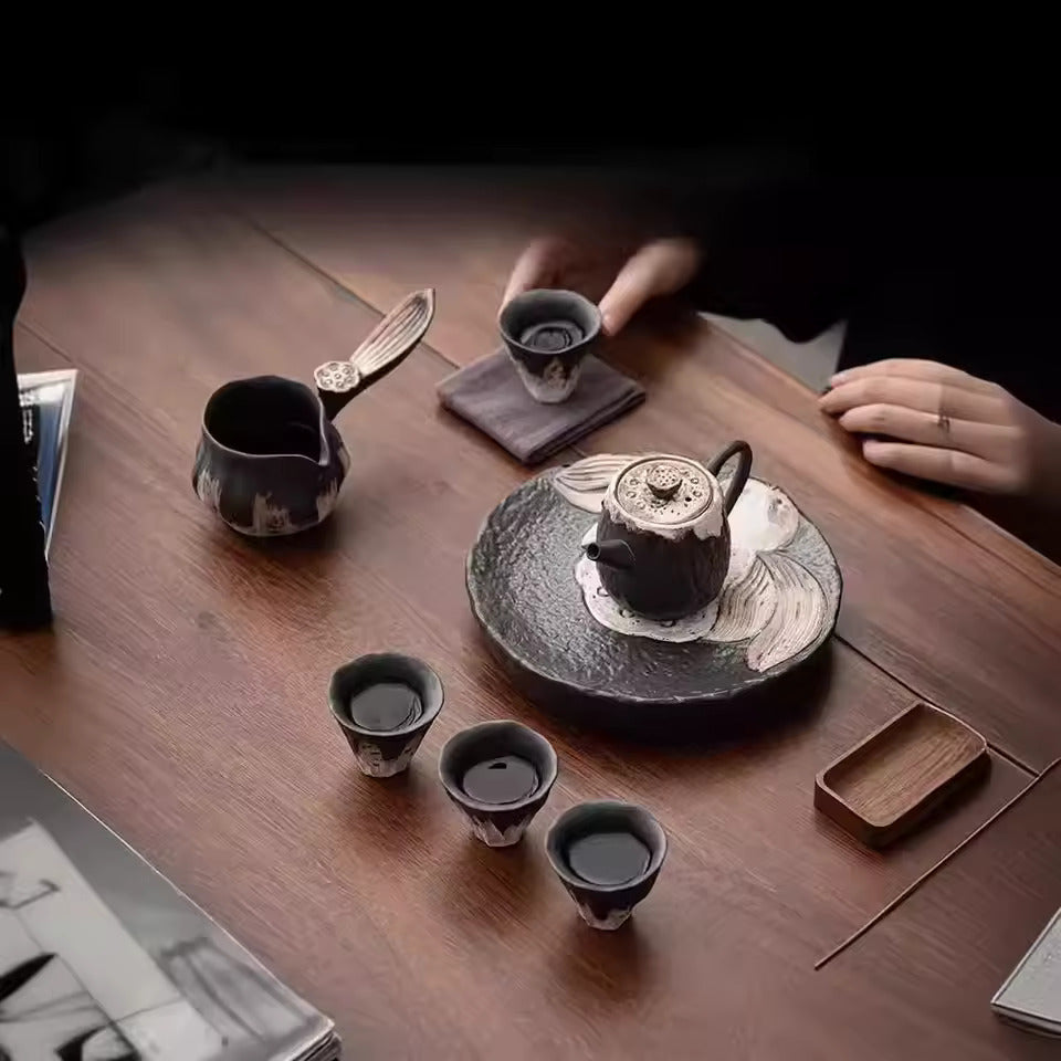High End Luxury Kung Fu Tea Set Home Handmade Ceramic Teapot Tea Cup Gift Box Set Three Styles To Choose From