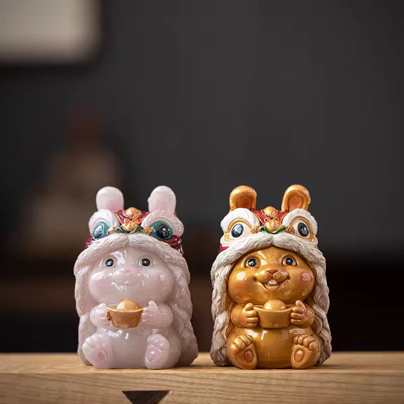 Creative Resin Bunny Tea Pet with Color Changing Effect for Kung Fu Tea Set and Tea Ceremony Accessories
