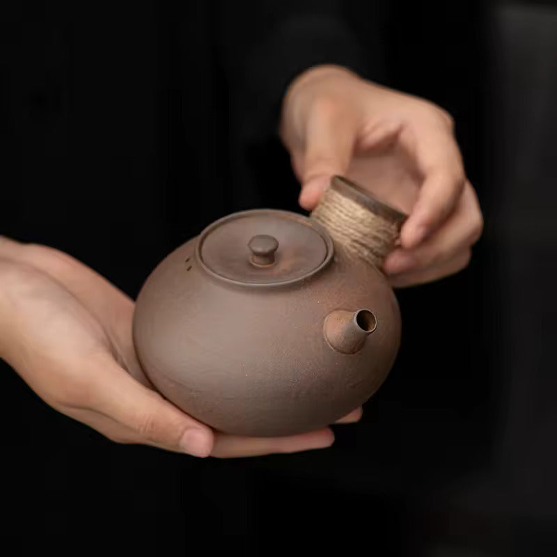 Thumb Side Handle Pot Outdoor Hearth Tea Maker Rough Pottery Teapot Dry Burnable Kung Fu Tea Set Tea Maker