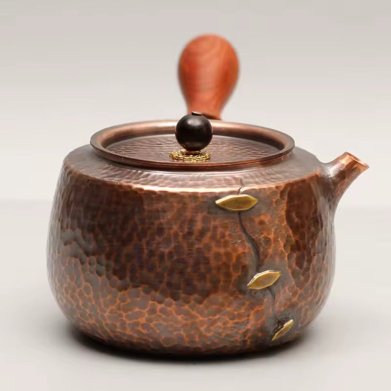 Handmade Purple Copper Side Handle Teapot Gongfu Tea Set Boiling Kettle Copper Teapot for Brewing Tea
