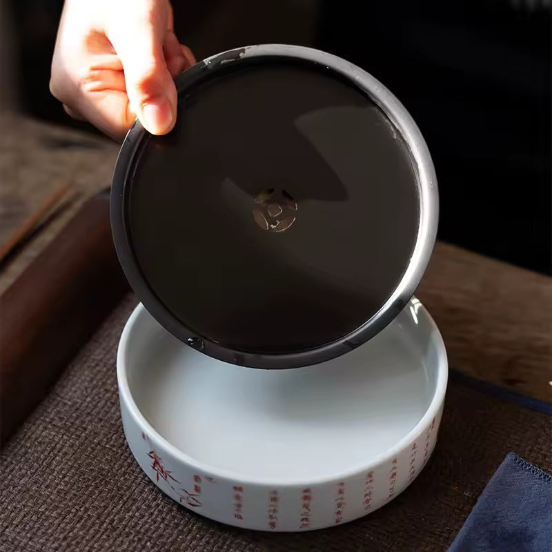 Tin Lid Pot Holder Ceramic Water Storage Dry Brewing Small Tea Tray Pot Holder Antique Handmade Round Small Tea Tray Pot Holder