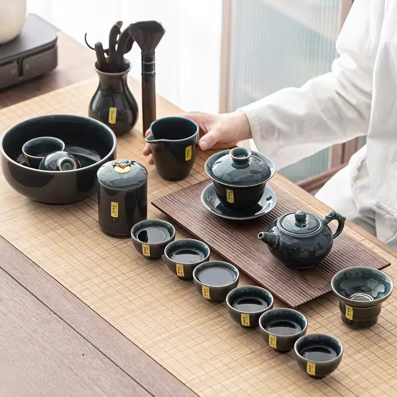 Household Celadon Ru Kiln Tea Set Gift Box Packaging Ceramic Kung Fu Tea Set