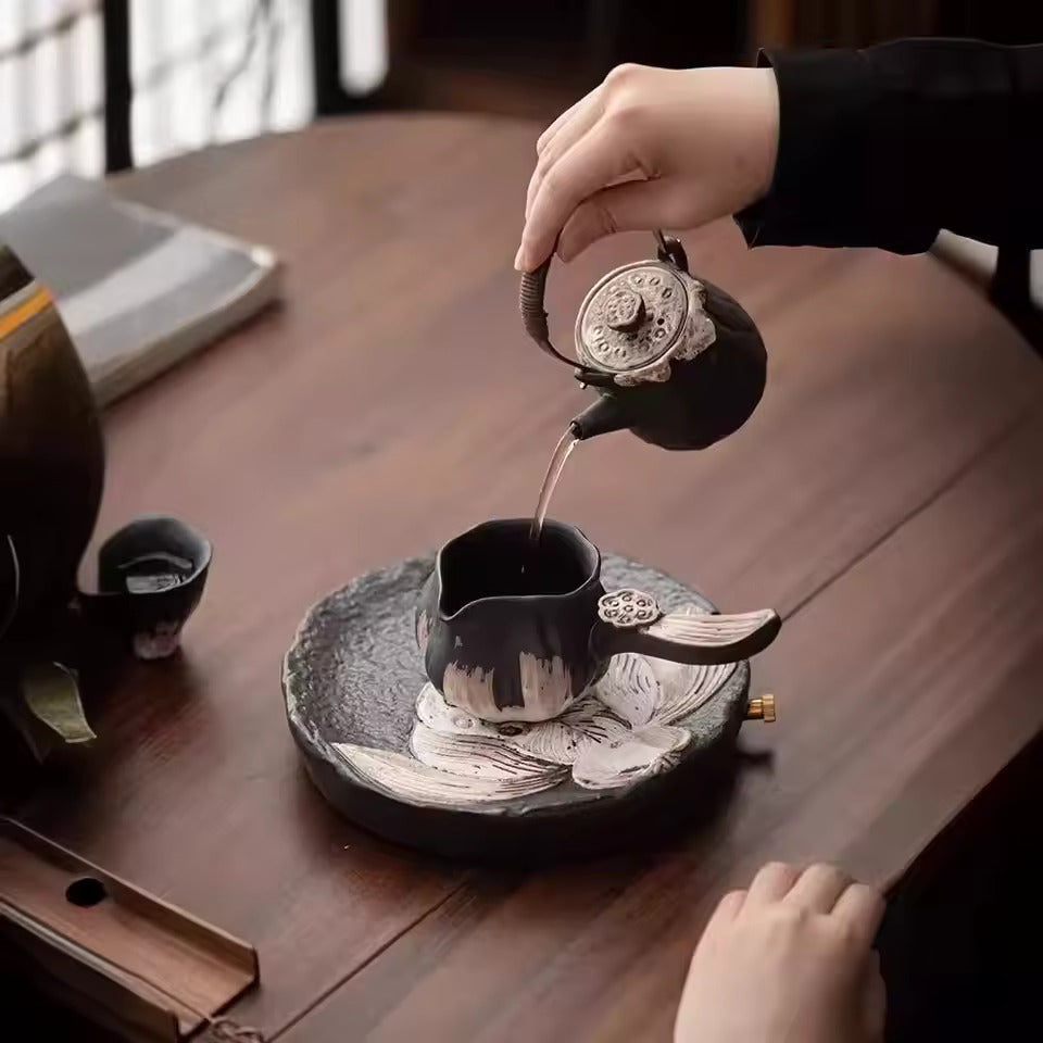 High End Luxury Kung Fu Tea Set Home Handmade Ceramic Teapot Tea Cup Gift Box Set Three Styles To Choose From