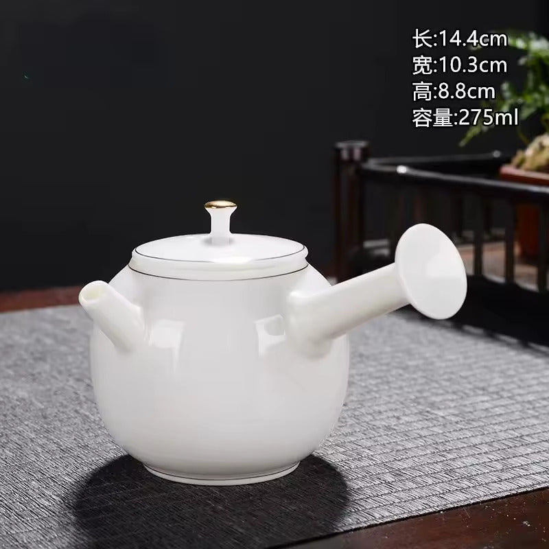 Sheep Fat Jade Teapot White Porcelain Single Pot Kung Fu Tea Set Household Simple Pure Handmade Xishi Pot Ceramic Tea Maker