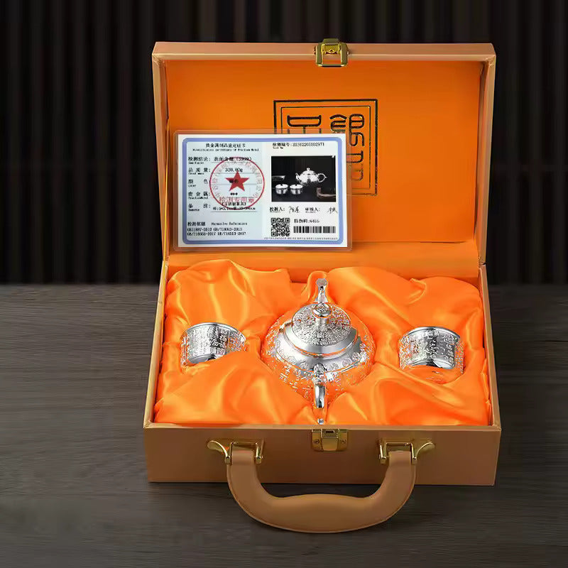 New Silver Pot Tea Set Gilded Silver Tea Cup Non Fading Silver Plated Alloy Tea Pot Cup