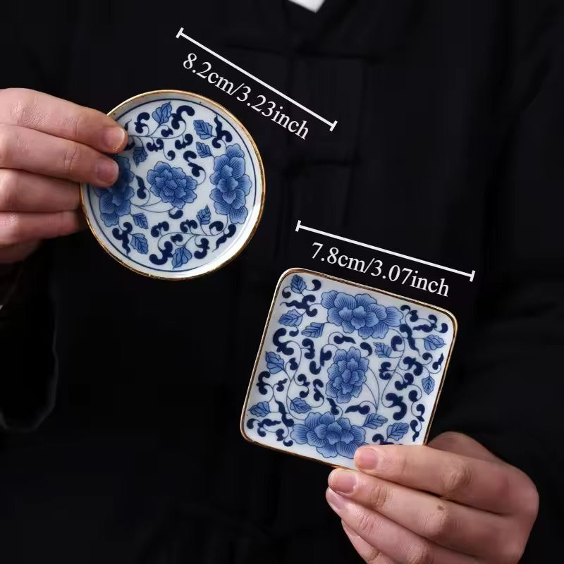 Creative Ceramic Tea Cup Mat Gold Anti Slip Tea Table Insulated Cup Holder Kung Fu Tea Ceremony Accessories