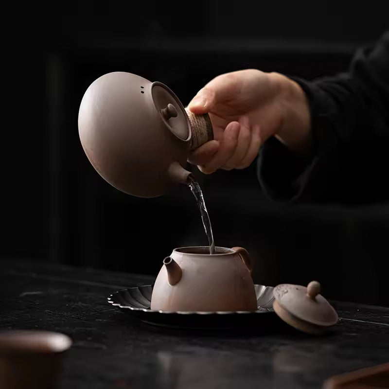 Thumb Side Handle Pot Outdoor Hearth Tea Maker Rough Pottery Teapot Dry Burnable Kung Fu Tea Set Tea Maker