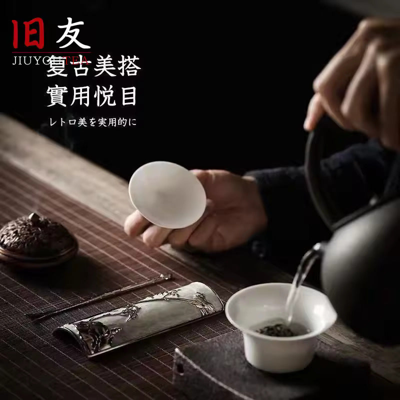 Metal Tea Set Copper Teaspoon Teaspoon Tea Lotus Tea Dial Three-piece Tea Ceremony Kung Fu Tea Set Accessories