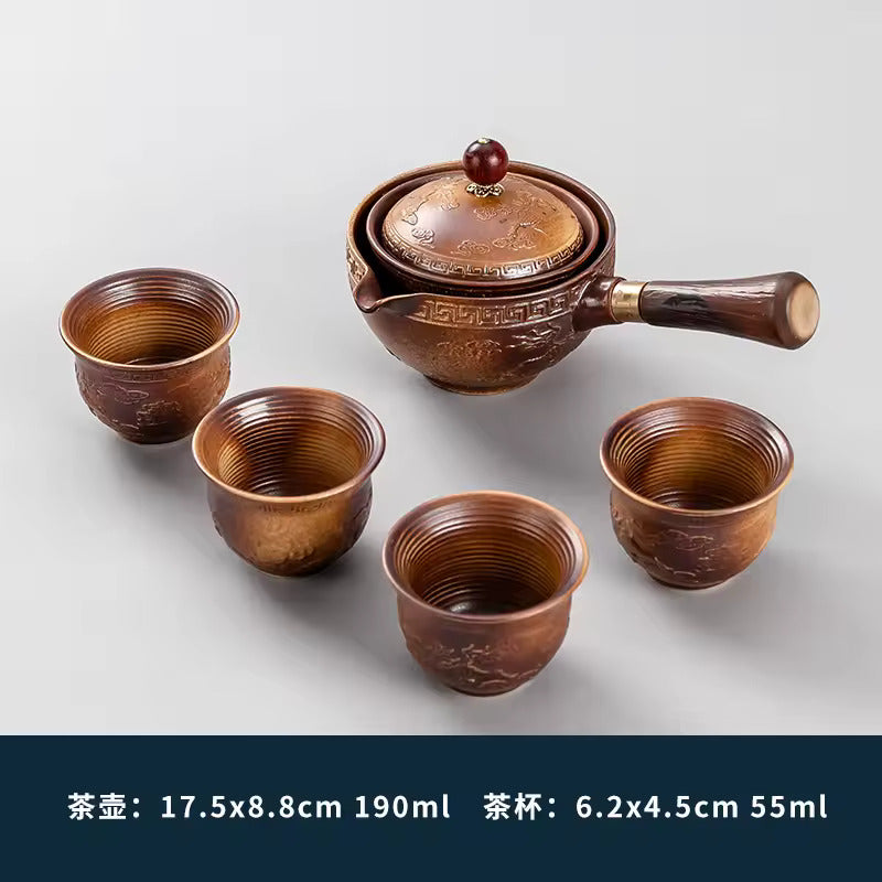 Gravity Balance Creative Rotating Elegant Tea Brewing Side Handle Pot Simple Anti-scalding Hand Free Teapot Tea Set Tea Maker