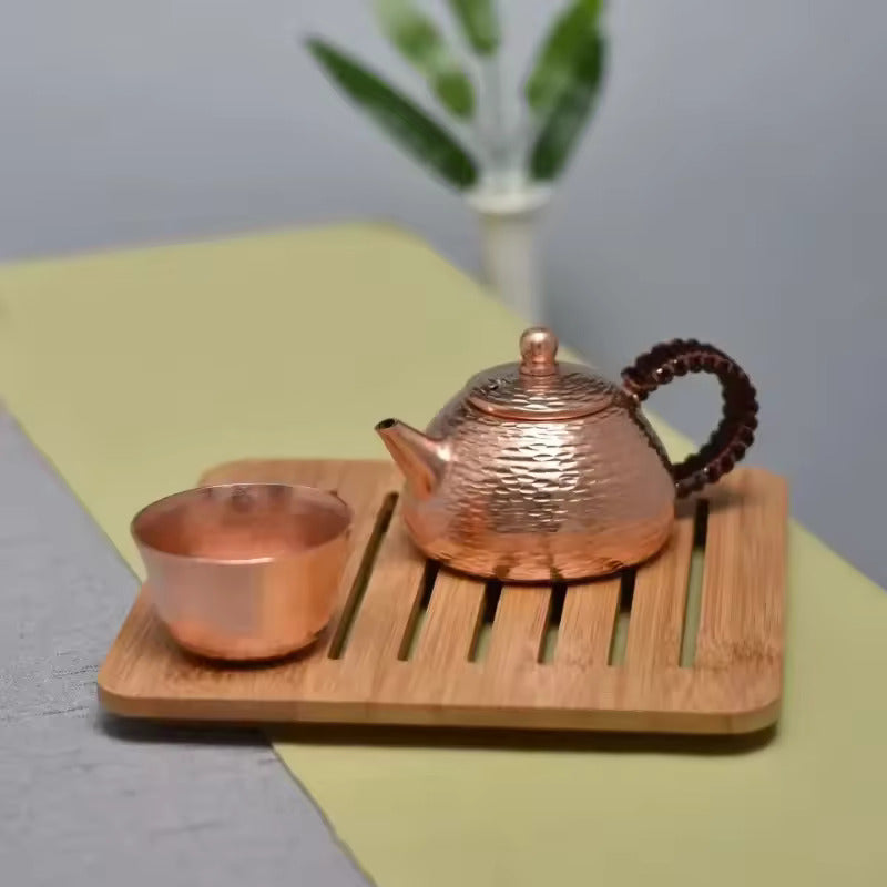 All Manual Thickened Pure Red Copper Bubble Teapot Hammer Point Antique Small Copper Teapot Kung Fu Tea Set Accessories