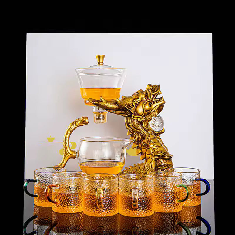 High Boron Silicate Pyrex Automatic Tea Set Office Home Tea Brewing Transparent Teapot Tea Cup Gift Kung Fu Tea Set
