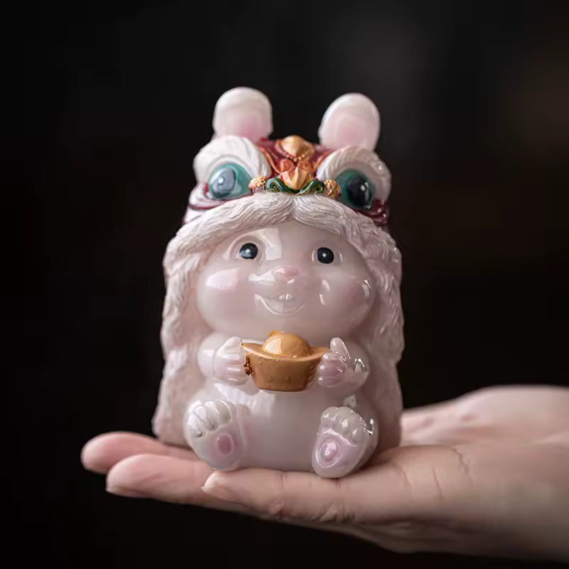 Creative Resin Bunny Tea Pet with Color Changing Effect for Kung Fu Tea Set and Tea Ceremony Accessories