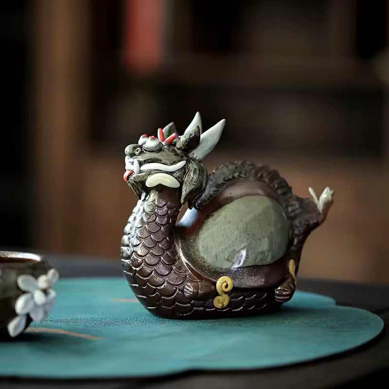 Tea Pet Decoration Fine Ceramic Creative Zhaocai Dragon Can Raise Qilin Tea Play Tea Table Zhong Kui Kung Fu Tea Set Accessories