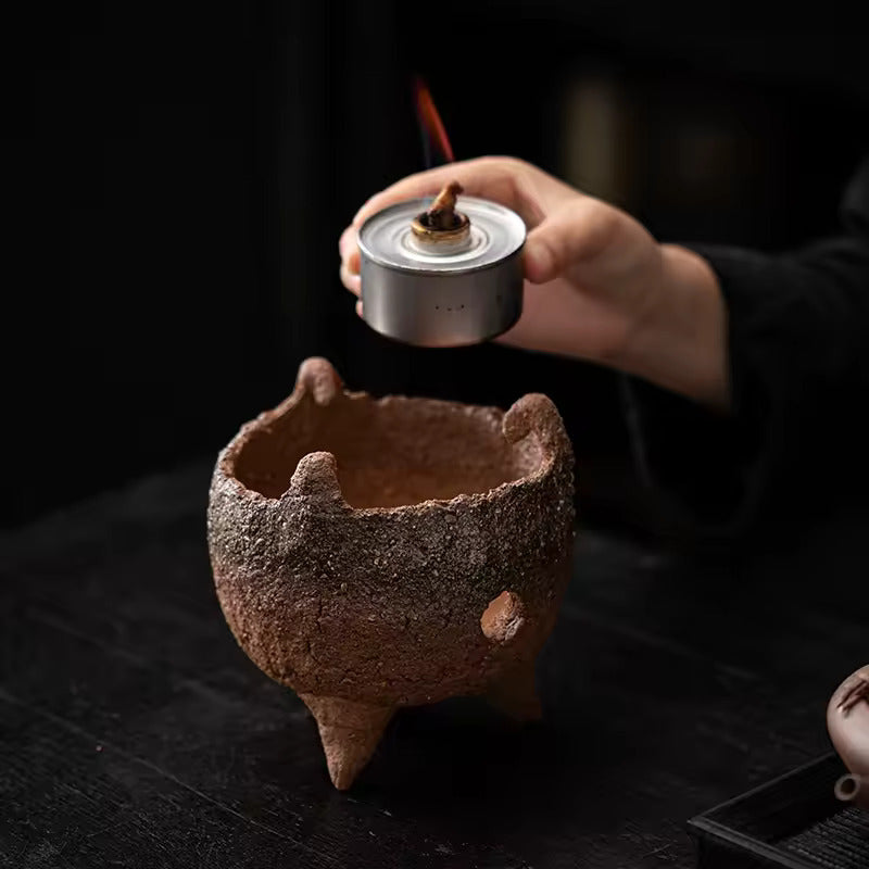 Thumb Side Handle Pot Outdoor Hearth Tea Maker Rough Pottery Teapot Dry Burnable Kung Fu Tea Set Tea Maker