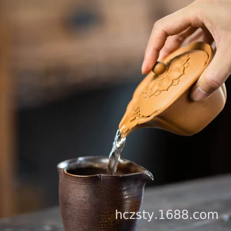 Yixing Original Ore Purple Sand Tea Divider Tea Cup Hand Grasping Pot Tea Set Accessories Bionic Lotus Justice Cup Cover Bowl