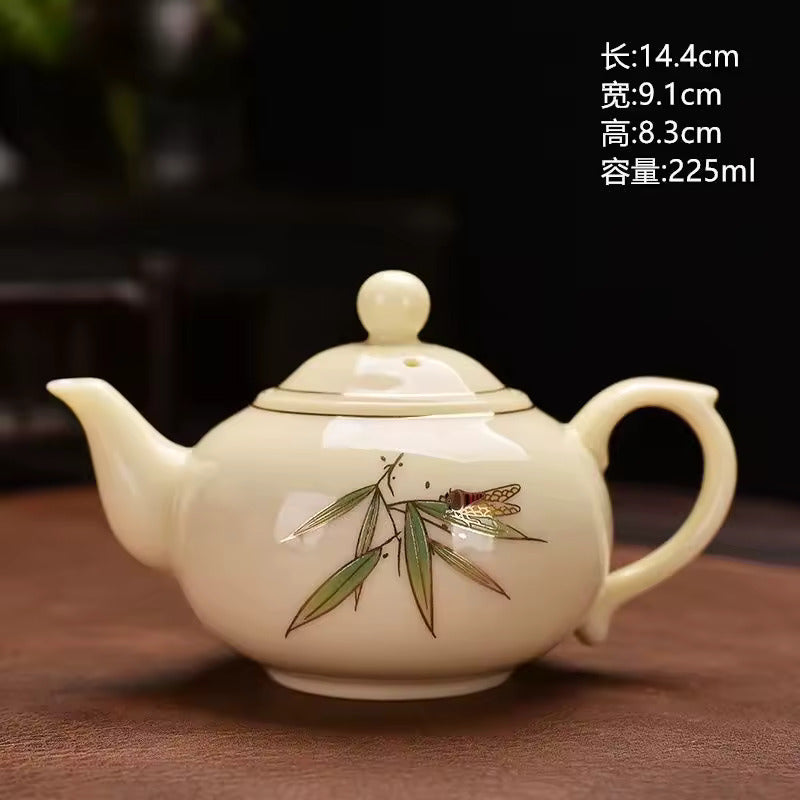 Sheep Fat Jade Teapot White Porcelain Single Pot Kung Fu Tea Set Household Simple Pure Handmade Xishi Pot Ceramic Tea Maker