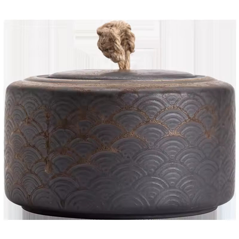 Japanese Style Gilded Iron Glazed Tea Jar Large Sealed Tea Warehouse Ceramic Storage Tank Household Tea Storage Jar