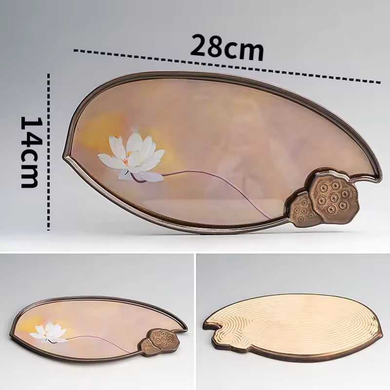 Kiln Transformation Ceramic Pot Bearing Hand-painted Dry Tea Tray Water Storage Small Tea Tray Zen Kung Fu Tea Set Accessories