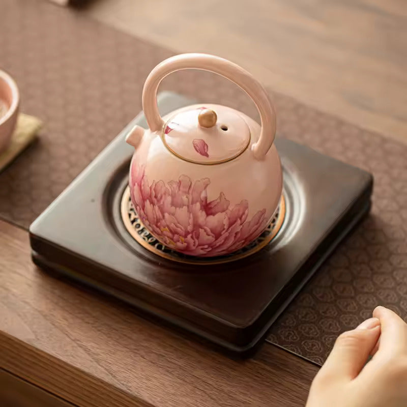 Jingdezhen Peony Ceramic Teapot Kung Fu Tea Set Accessories Stuffy Teapot
