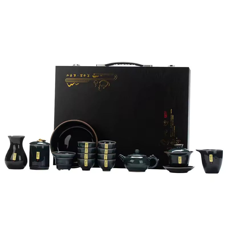 Household Celadon Ru Kiln Tea Set Gift Box Packaging Ceramic Kung Fu Tea Set
