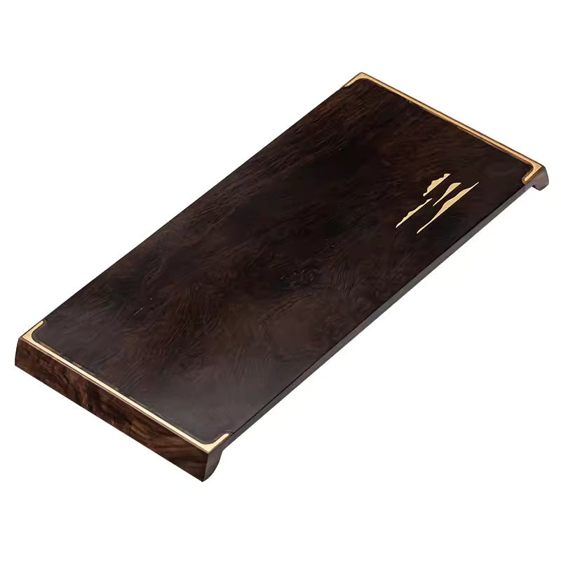 Simple whole solid wood tea tray ebony small tea table household dry foam tray simple tray Japanese practical pot bearing