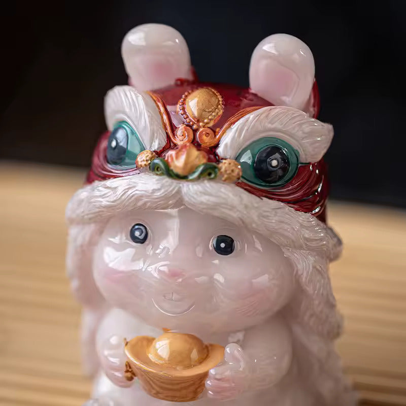 Creative Resin Bunny Tea Pet with Color Changing Effect for Kung Fu Tea Set and Tea Ceremony Accessories