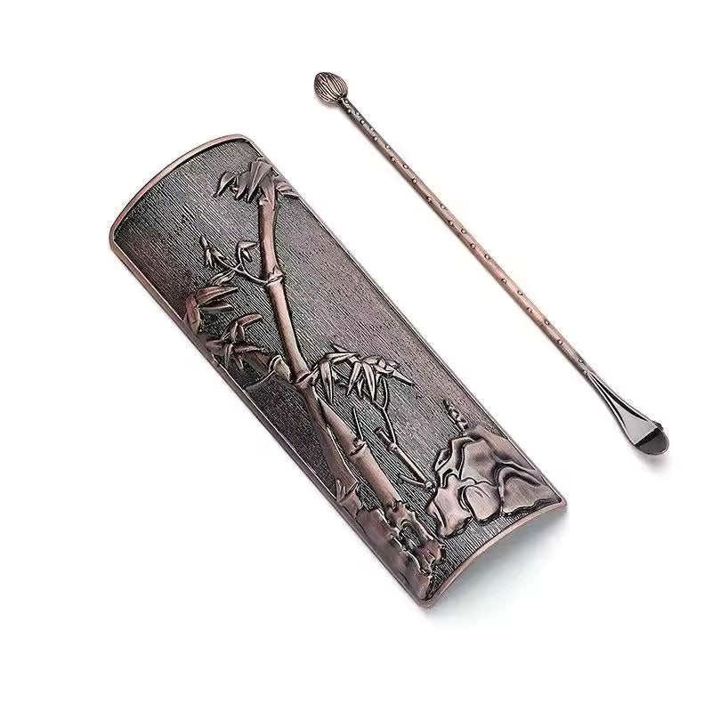 Metal Tea Set Copper Teaspoon Teaspoon Tea Lotus Tea Dial Three-piece Tea Ceremony Kung Fu Tea Set Accessories