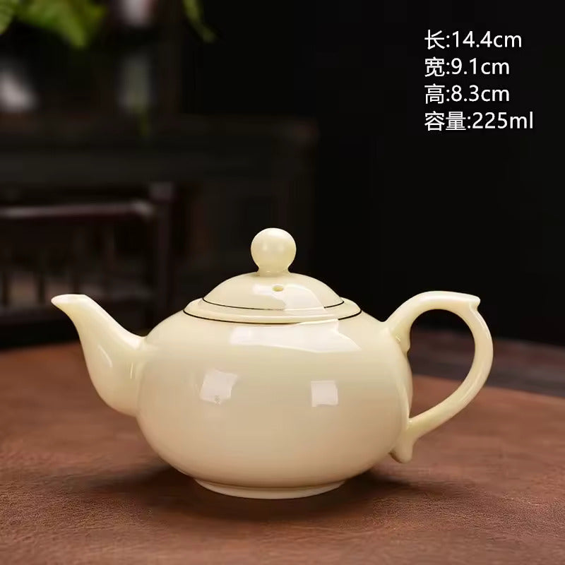 Sheep Fat Jade Teapot White Porcelain Single Pot Kung Fu Tea Set Household Simple Pure Handmade Xishi Pot Ceramic Tea Maker