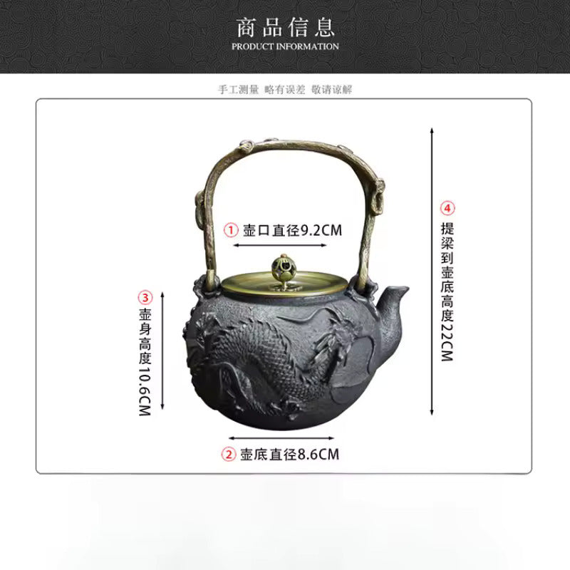 Japanese Style Cast Iron Lifting Beam Pot Pure Handmade Pig Iron Pot Kung Fu Tea Set Teapot Boilable Tea Kettle