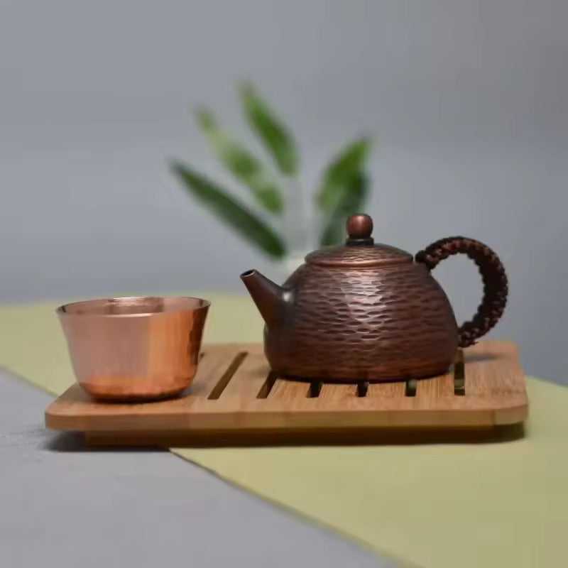 All Manual Thickened Pure Red Copper Bubble Teapot Hammer Point Antique Small Copper Teapot Kung Fu Tea Set Accessories