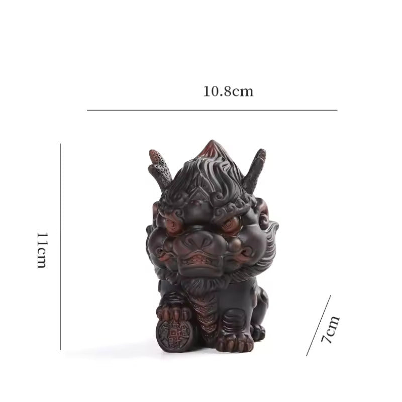 Purple Pottery Tea Pet Recruiting Wealth Kylin Fine Purple Sand Ornaments for Tea Table Decoration Kung Fu Tea Set Accessories