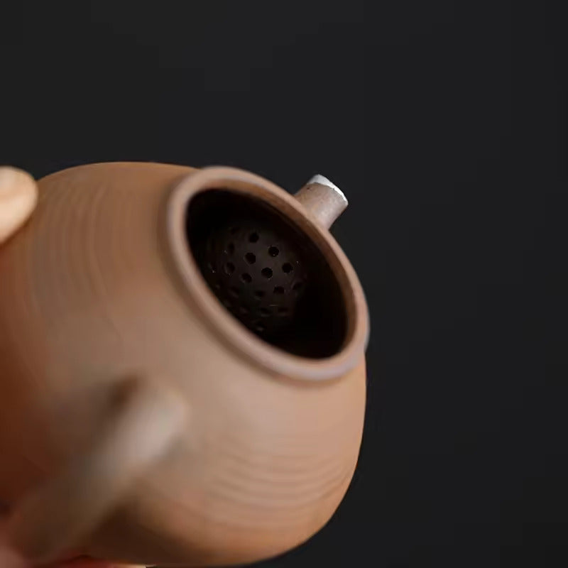 Old Rock Clay Hand Made Teapot Kung Fu Tea Set Retro Coarse Pottery Teapot Chinese Style Zen Tea Infuser Single Pot