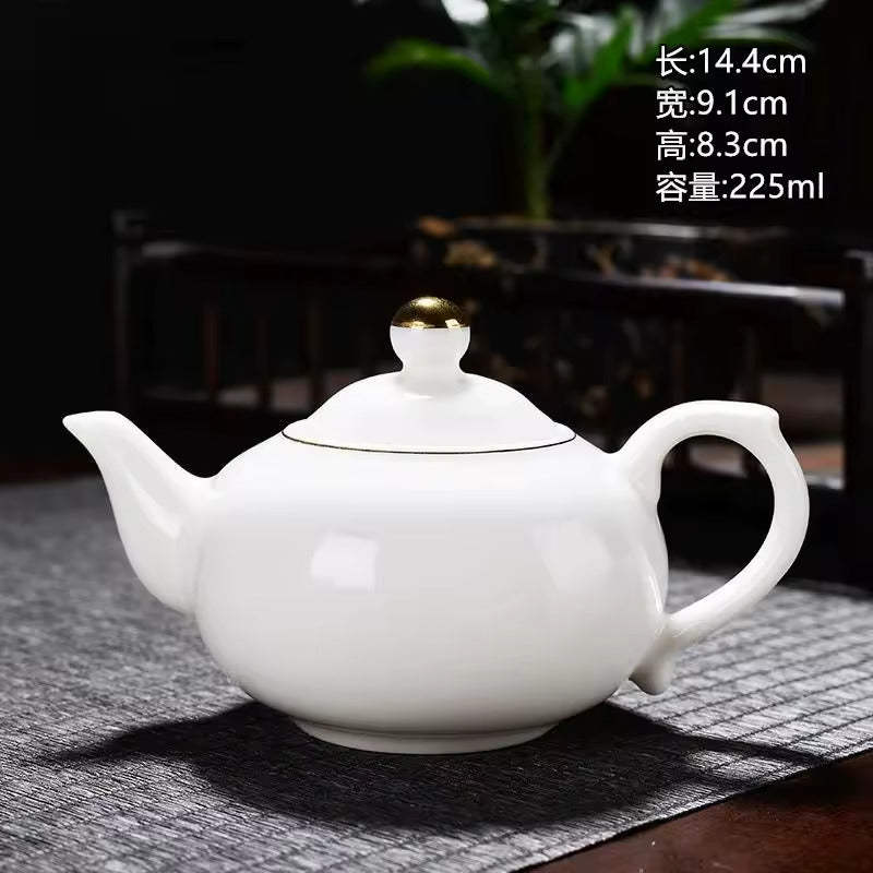 Sheep Fat Jade Teapot White Porcelain Single Pot Kung Fu Tea Set Household Simple Pure Handmade Xishi Pot Ceramic Tea Maker