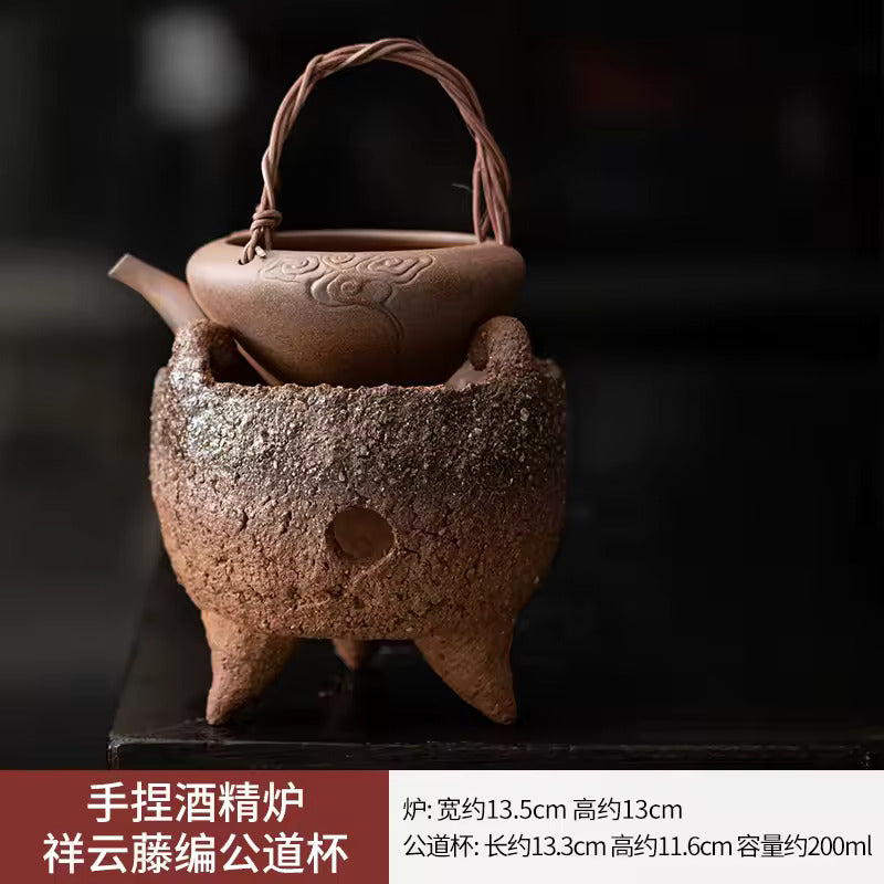 Thumb Side Handle Pot Outdoor Hearth Tea Maker Rough Pottery Teapot Dry Burnable Kung Fu Tea Set Tea Maker