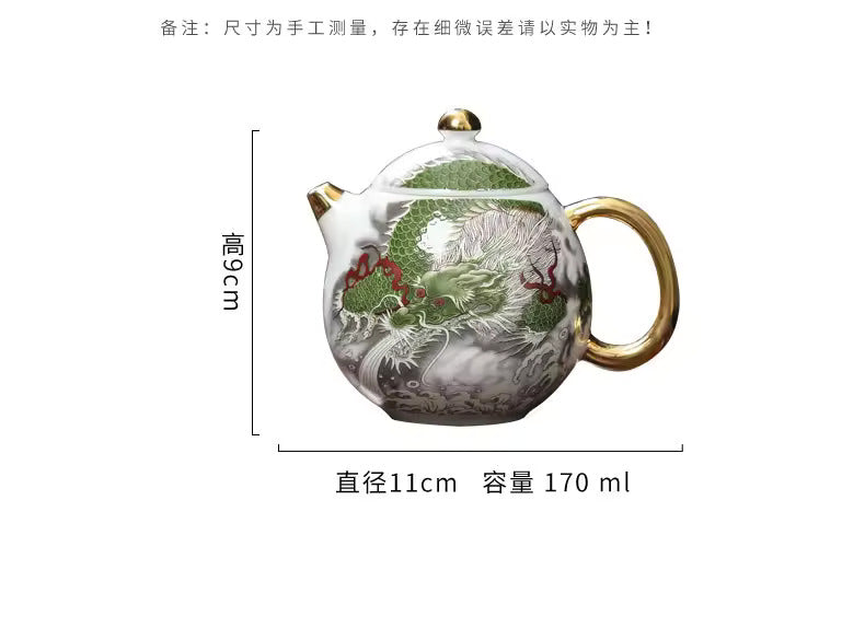 White Sheep's Fat Jade Porcelain Teapot White Porcelain Depicting Gold Brewing Teapot Kung Fu Tea Set Accessories Gift